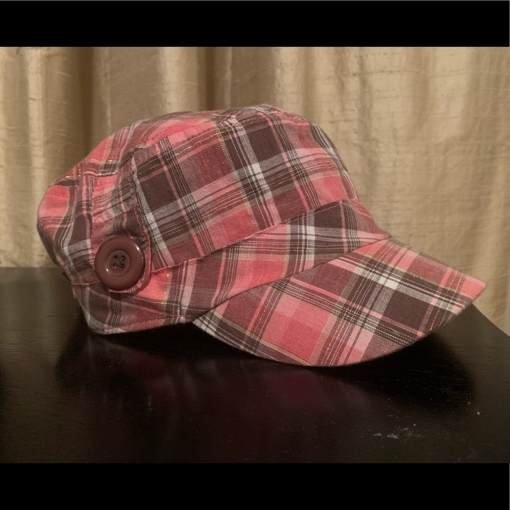Plaid Pink Brown Cadet Cap